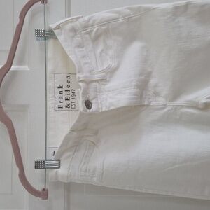 Frank & Eileen Stigo White Denim High Rise Cropped Jeans Raw Hem Women Size 27